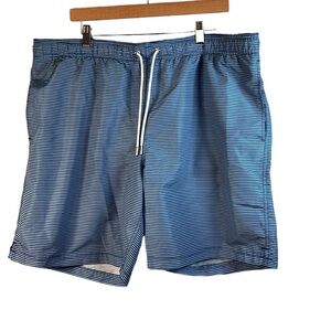 Lands’ End Men’s Light & Dark Blue Striped Shorts Swim Trunks‎ Size XL 40-42
